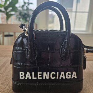 RARE! BALENCIAGA NANO VILLE TOP HANDLE CROC EMBOSSED